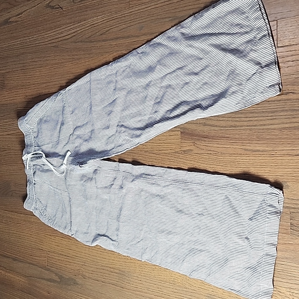 Artisan Ny Black and White Striped Linen Pants